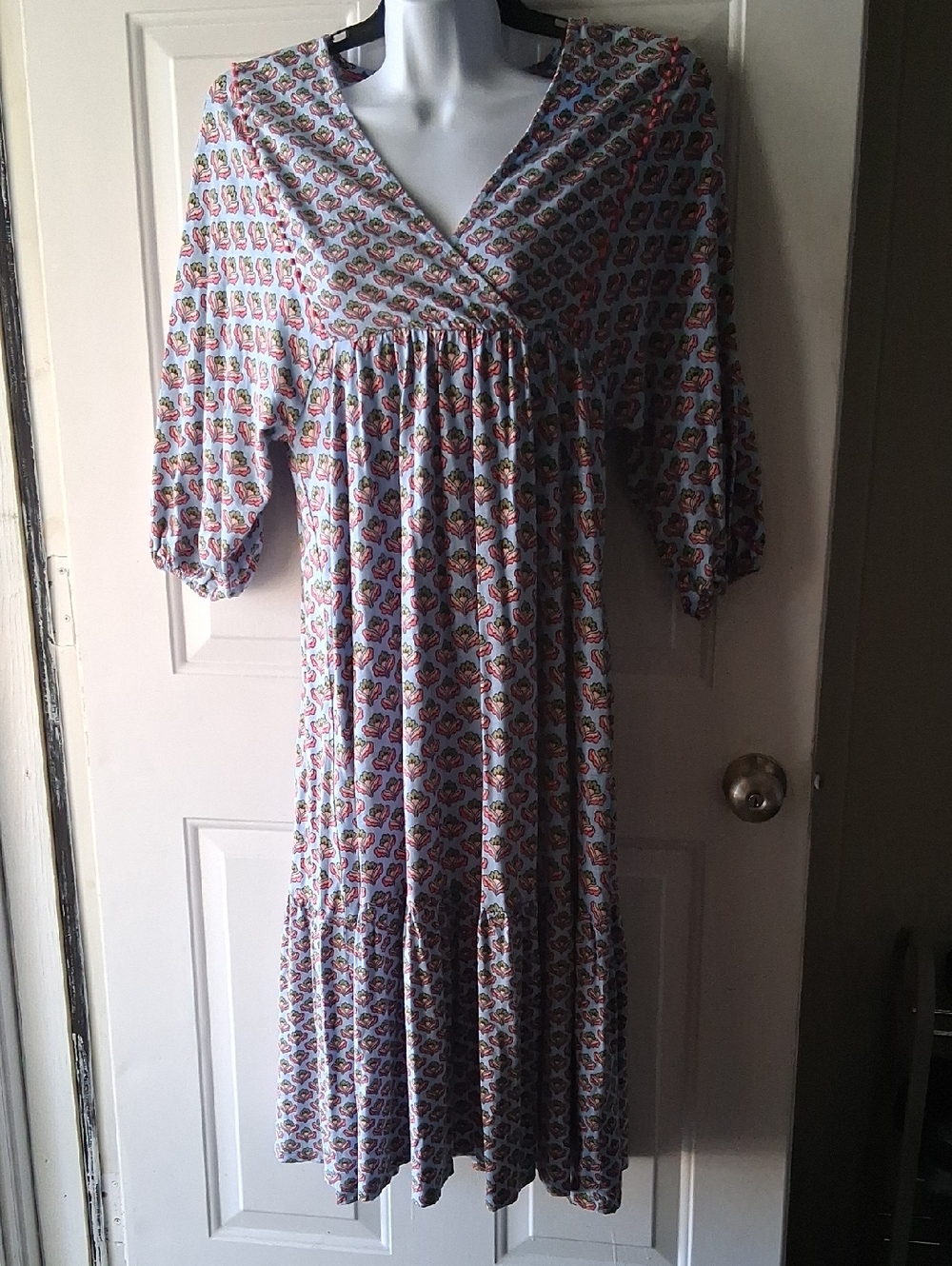 Boden Maxi Dress in Light Blue with Multicolor Floral Print